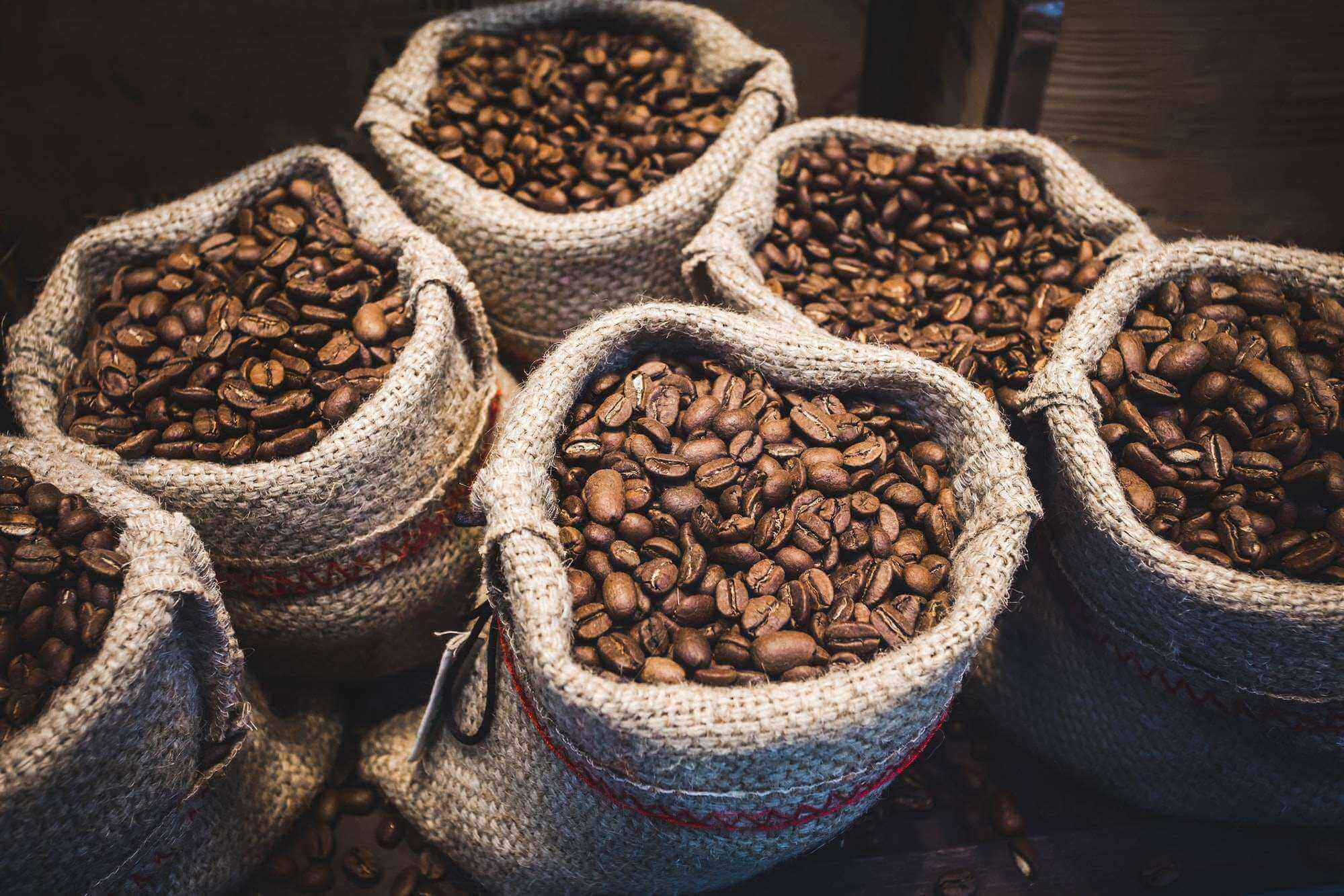 sacks of premium roasted coffee